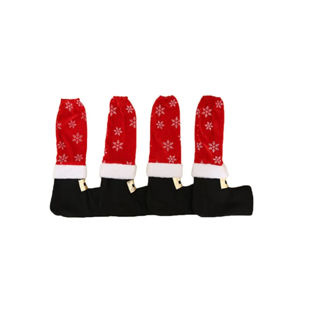 4 Pcs/Set Christmas Tables Feet Cover Socks Sleeves Shoes Legs Party Festival Decorations Christmas Gifts Furniture Accessories