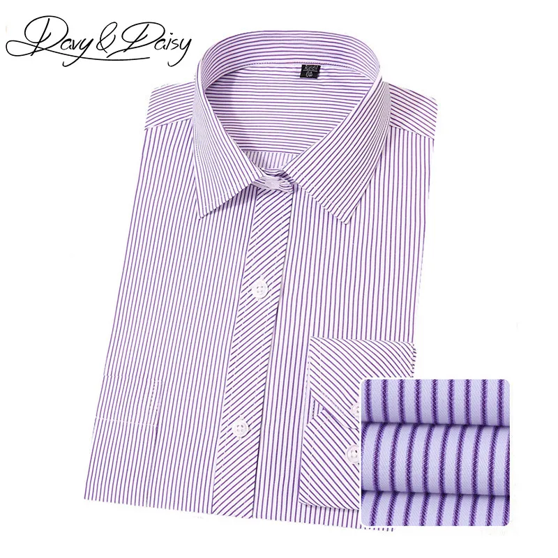 

DAVYDAISY New Arrival Men Social Shirts Dress Striped Solid Business Casual Long Sleeved Shirt Men Formal Camisa 4XL DS-136