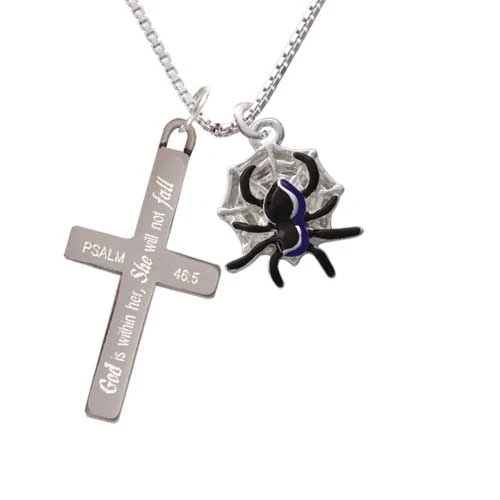 Black Spider - She will not Fall - Cross Necklace (1)