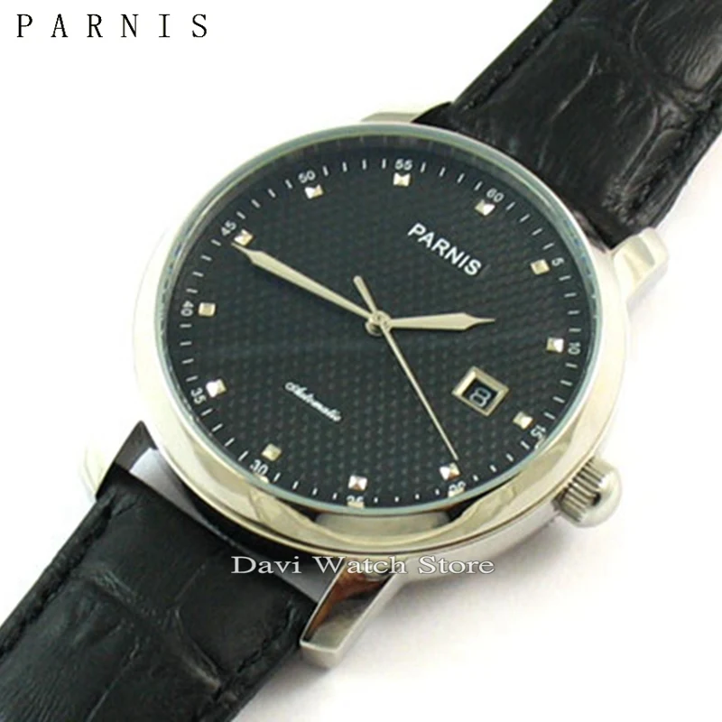 

Parnis 43mm stainless steel case Black dial men's Special automatic movement mens Watch