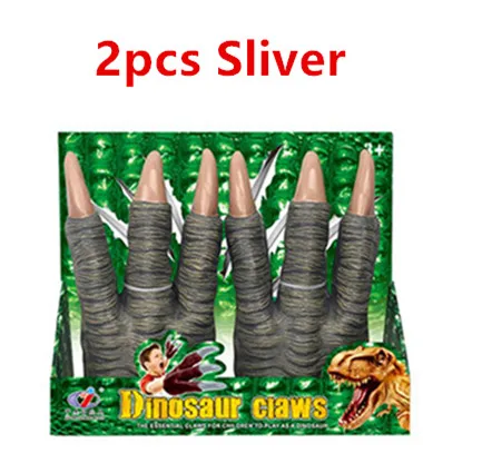 Перчатки с когтями динозавров, игрушечный динозавр для костюмированной вечеринки на Рождество, Хэллоуин, вечерние Детские трюки, игрушки для розыгрыша на Хэллоуин, детские подарки - Цвет: 2pcs Silver