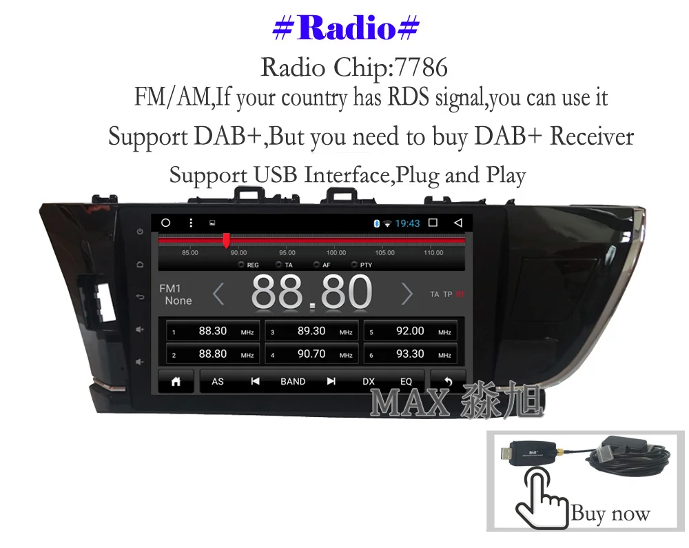 Cheap MAX Android 8.1.0 Car DVD Player for Toyota corolla 2014 2015 2016 Car Radio RDS BT 4G WiFi SWC GPS Navigation System Free Map 3