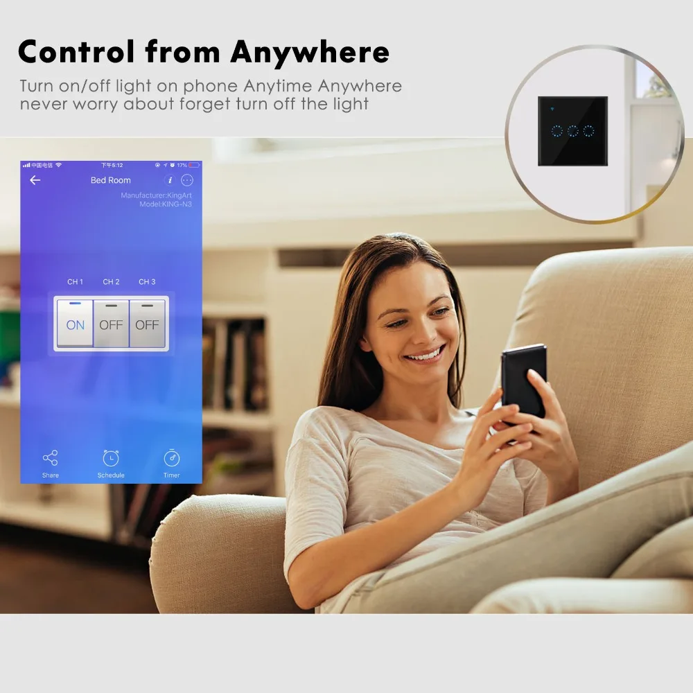Wifi умный настенный сенсорный переключатель стеклянная панель Ewelink приложение управление Поддержка Alexa Google Home EU UK черный 1 2 3 банда Переключатель синхронизации