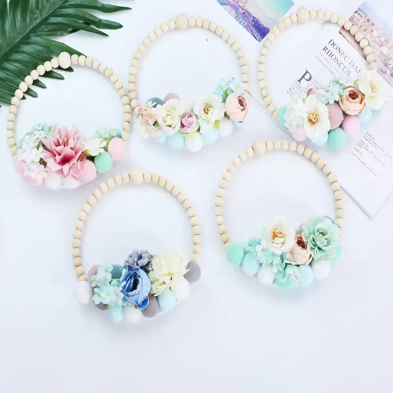 2019 Spring Summer Theme Round Hoop Garland Door Wreath For The