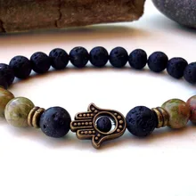 SN0291 Unakite Хамса браслет Лава Хамса мужской браслет браслеты из натурального камня