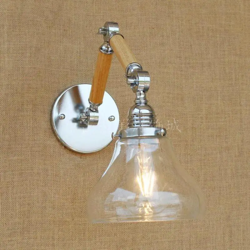 Hotelzimmer glas lampenschirm wandleuchten holz eisen inoor Wandleuchte