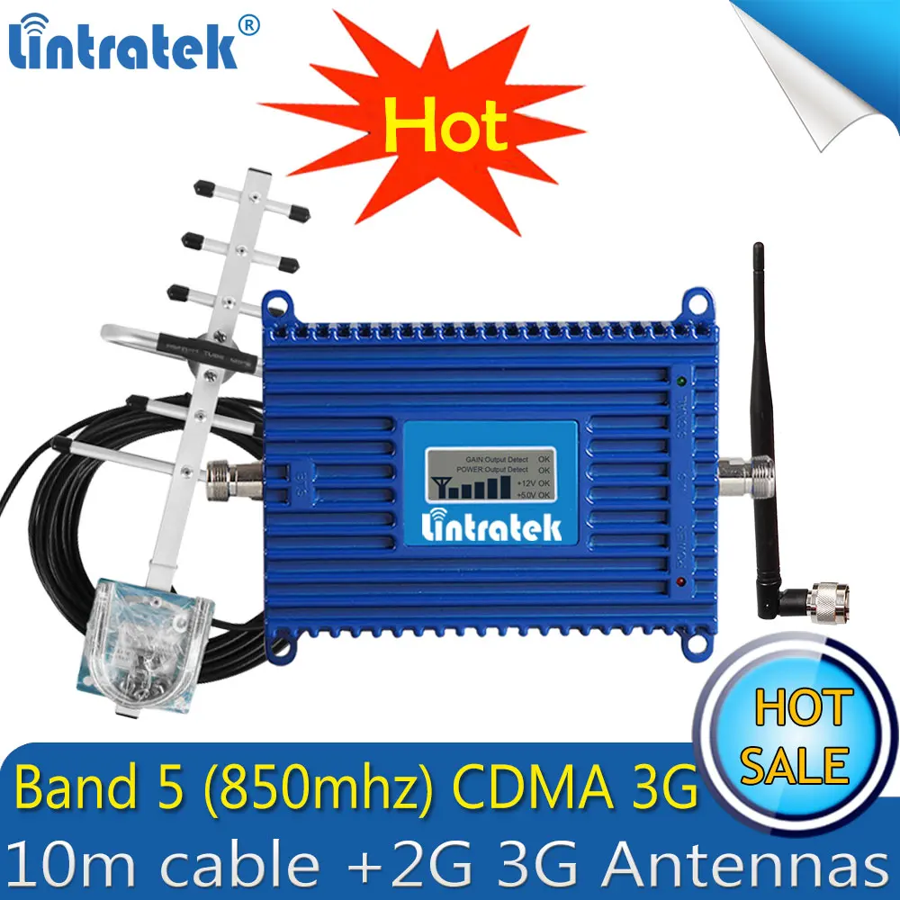 Повторитель сигнала Lintratek LTE Band 5 850 МГц CDMA 3G усилитель с усилением 70 дБ для