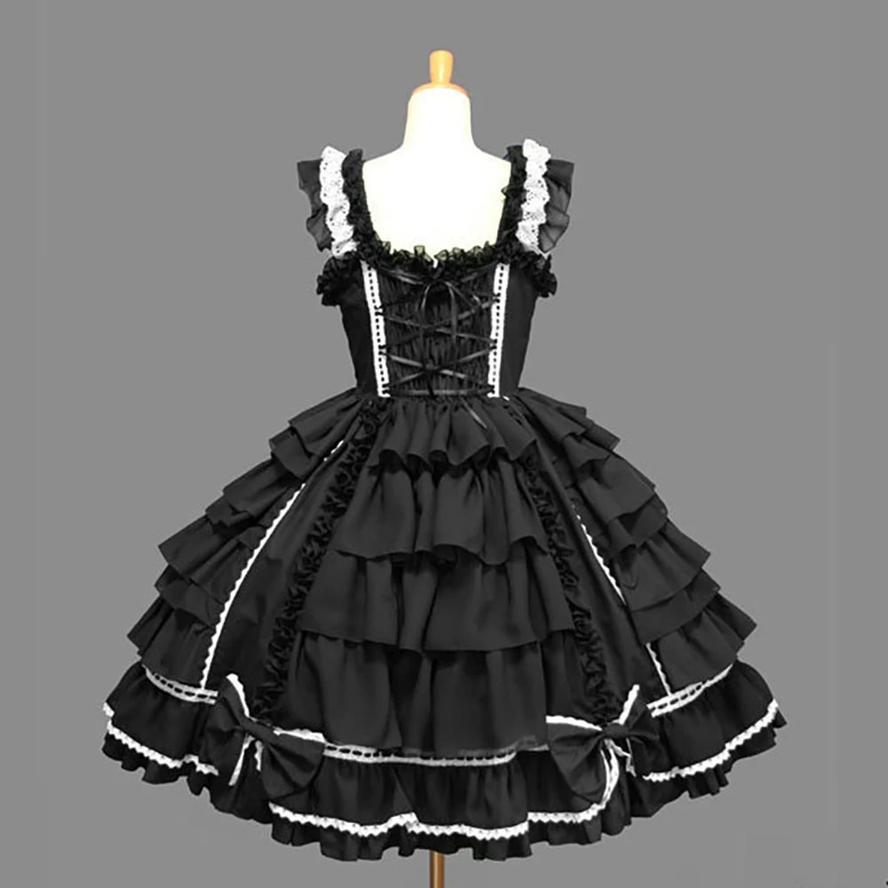 Классическое платье в стиле Лолиты для девочек; женский многослойный карнавальный костюм; хлопковое винтажное платье; платье для девочек; доступно 6 цветов