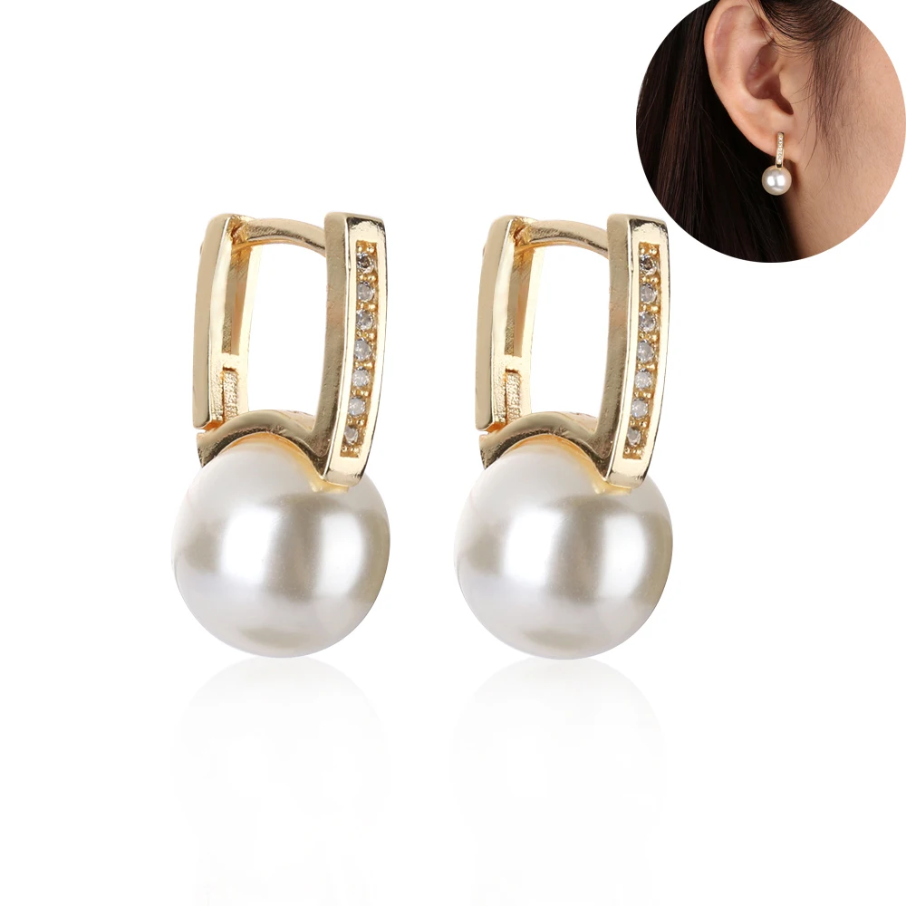 

1 Pair Elegant Women Silver &Gold Filled Zircon Pearl Earring Female Crystal Statement Earring Fashion Bridal Wedding Jewelry