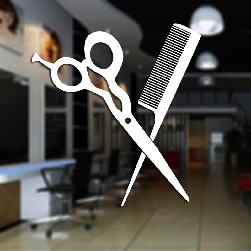 Barber Shop Sticker Name Scissors Hair Salon Decal Neutral Haircut