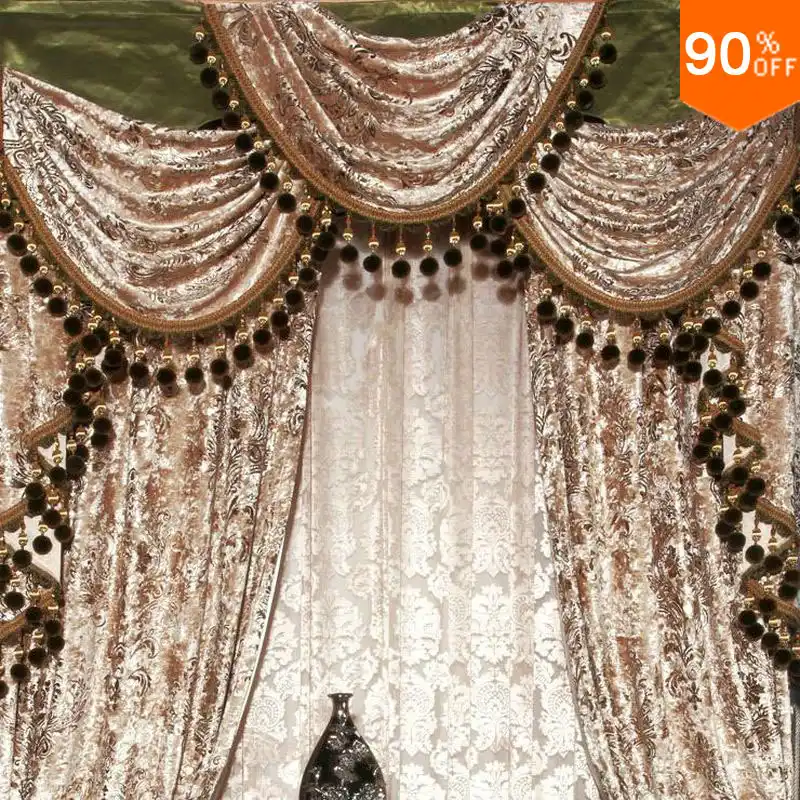 Gold Purple Red Grey Green Blue Velvet Luxury Europe Curtain Tulle
