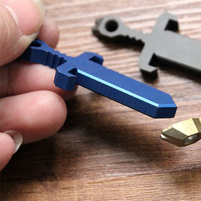 Medieval Sword Titanium Alloy Knife Beads Paracord Umbrella Rope Outdoor Knife EDC Knife Fall Titanium TC4 Pendant Multi Tools