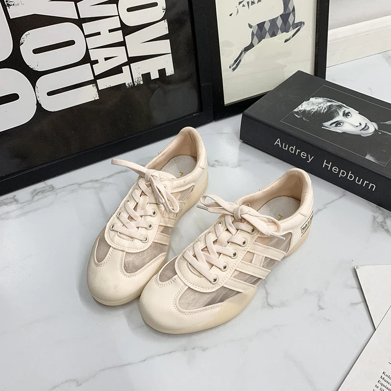 

2019 Spring/Summer New Women Breathable Mesh Sneakers Transparent Oxford Sole Flat Comfortable Sports Shoes White Sneakers