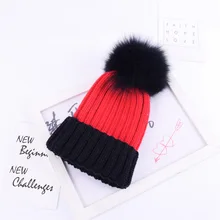 Модная вязаная шапка Skullies, женские шапочки, Меховые помпоны из меха енота, шерстяная шапка, шапочка, женские вязаные зимние шапки для женщин