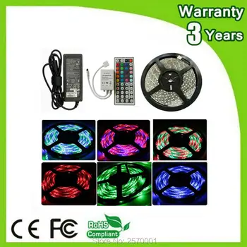

(10PCS/Lot) 5M 300LEDs SMD5050 60LEDs/m 44Key Controller Transformer 12V Flexible RGB 5050 LED Strip Waterproof IP65