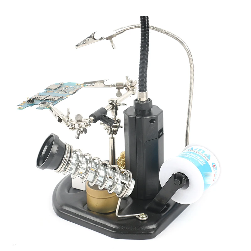 Cena Narzędzie lutownicze pomocniczy klip pomocna dłoń lupa lupa z 2.5X16 LED Light dla DIY PCB lutowane rozlutownica pracy