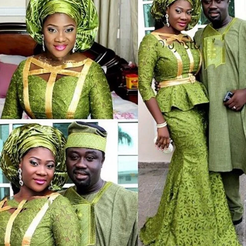 

Nigeria Womens Dresses Long Plus Size Mermaid Lace Pageant Gowns Ruffles Vestido De Festa Longo Green Formal Dress Africa
