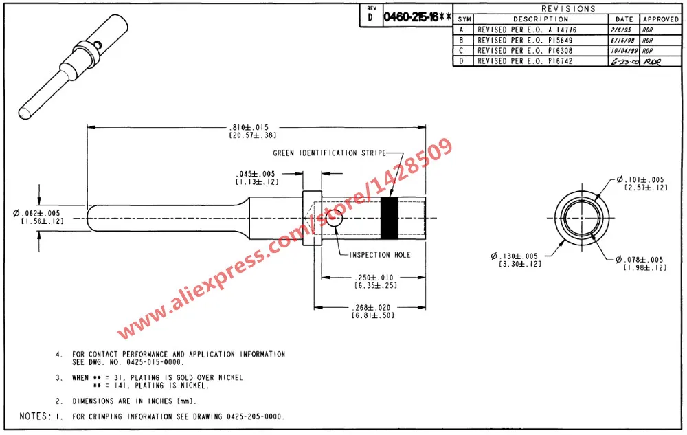 50 комплектов клеммы Deutsch DT 14 AWG Твердые обжимные клеммы Pin 0462-209-16141 0460-215-16141