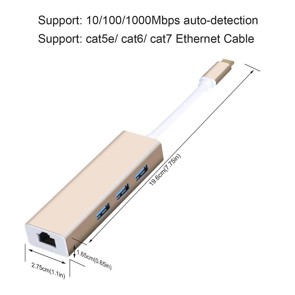 Sago USB C концентратор type для RJ45 Gigabit Ethernet Lan адаптер с 3 портами 0 конвертировать Apple