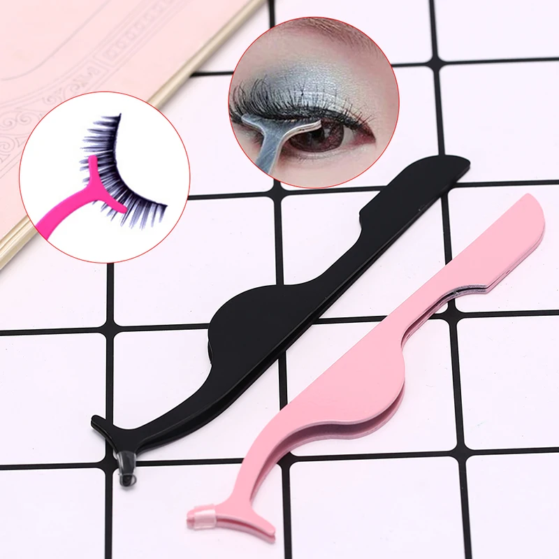 

Pink/Black Stainless Steel Eye Lash Tweezer False Eyelash Makeup Tweezer Fake Eye Lash Applicator Clip Makeup Tool