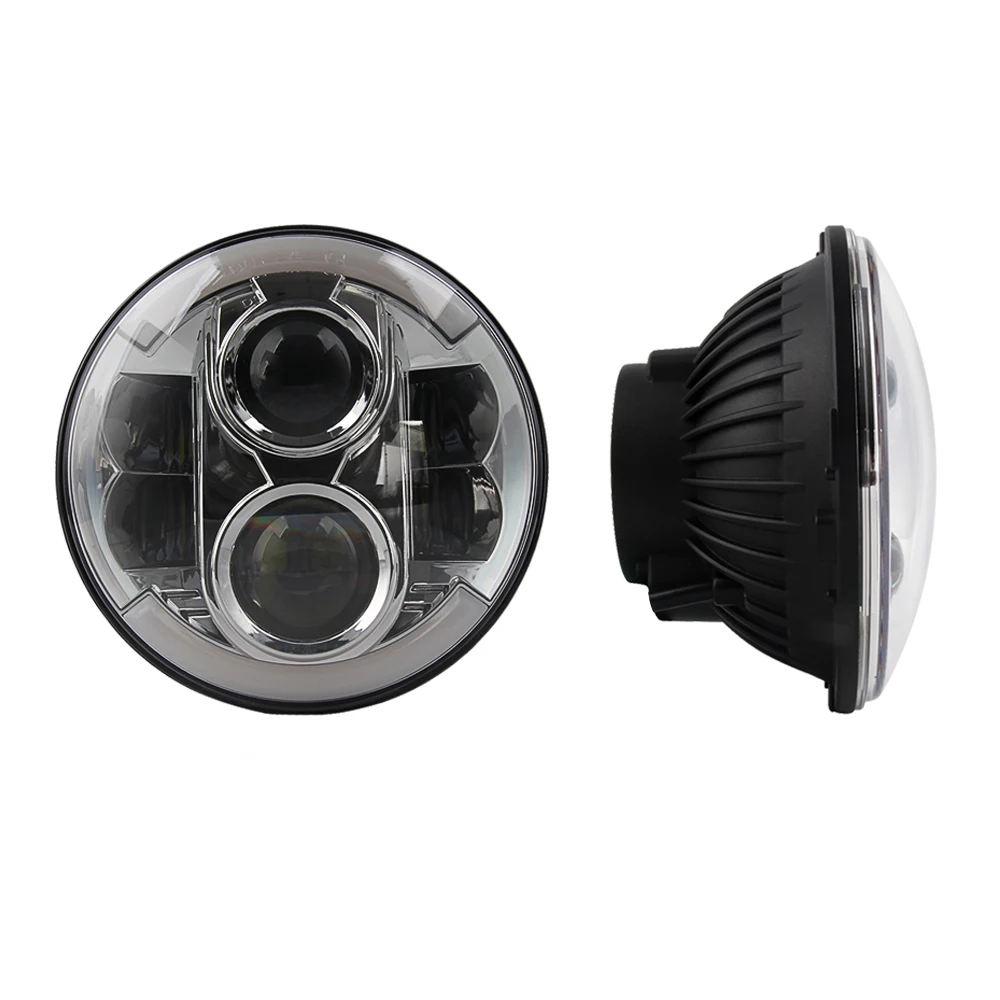 

High Quality 7" 80W H4 Car LED Headlight Hi/lo Beam with Cree Led White DRL Amber For Jeep Wrangler Harley