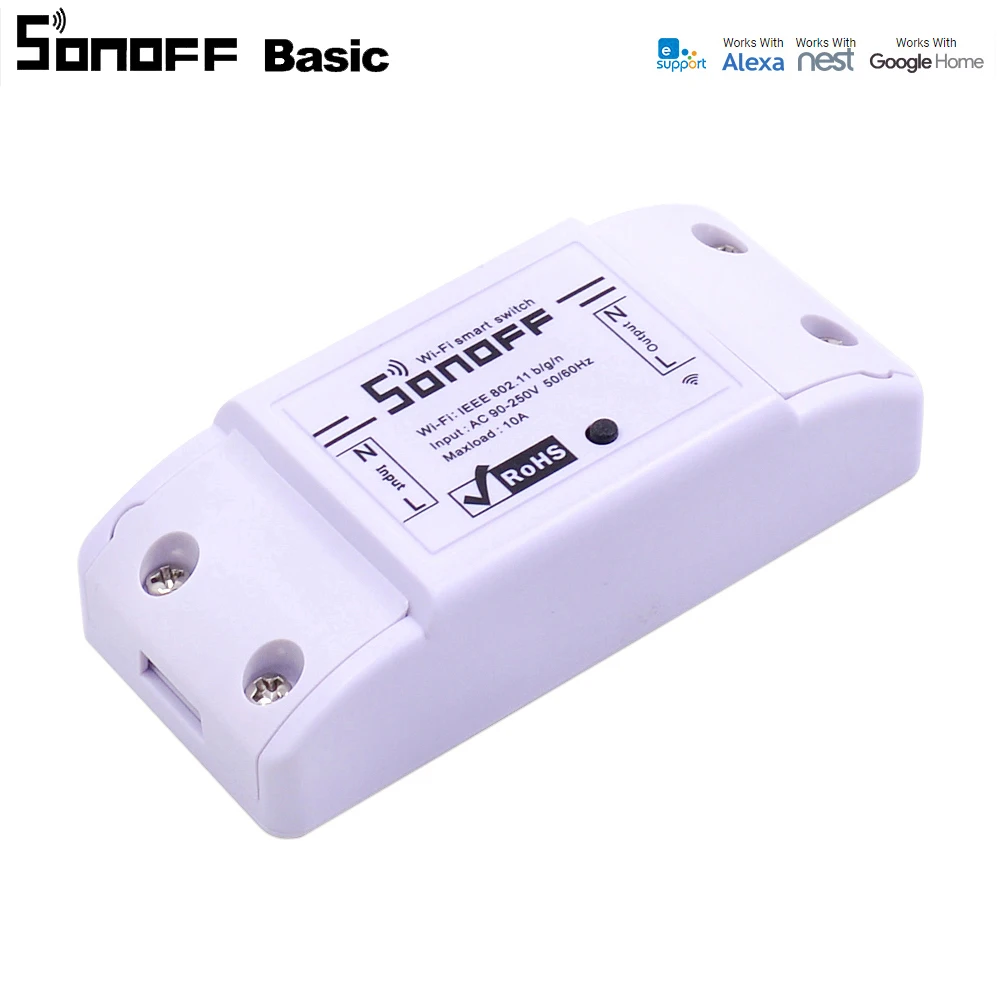 Itead Sonoff básico Wifi Smart Switch DIY inalámbrico remoto inteligente hogar automatización controlador de módulo de relé funciona con Nest Alexa