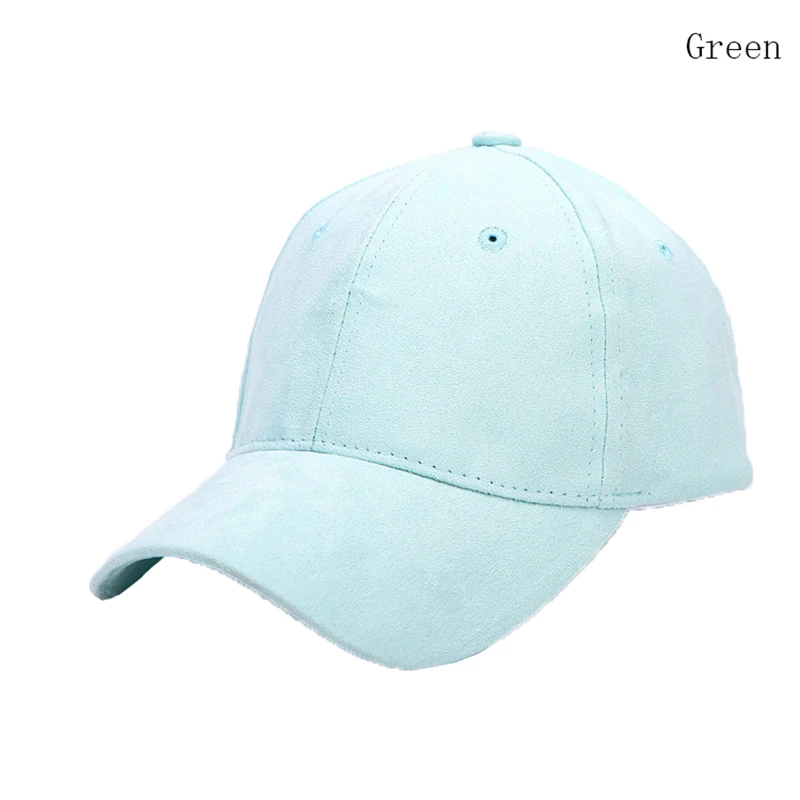 Модные женские замшевые Бейсболки для женщин Для женщин Snapback шапки одноцветное осень-зима Ван Gorras замши Шапки Розово-серый фиолетовый синий бежевый b80 - Цвет: Green