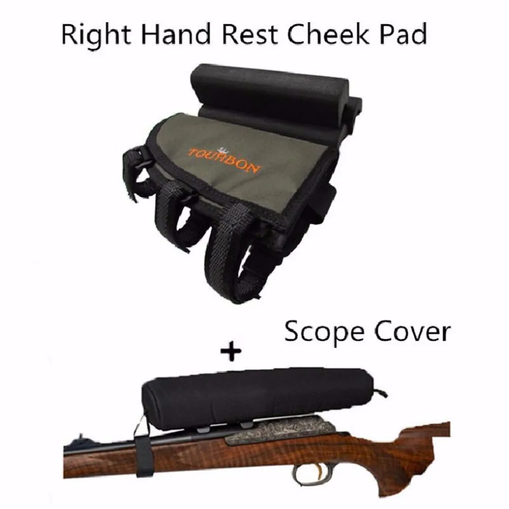 

Tourbon Hunting Buttstock Cheek Rest w/ Cartridge Ammo Holder Bullet Pouch 3 EVA Pads Optics Sight Scope Cover for Shooting
