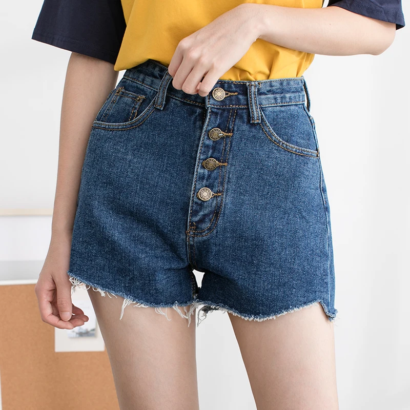 EGGKA 2018 Summer Spring Casual High Waist Denim Shorts