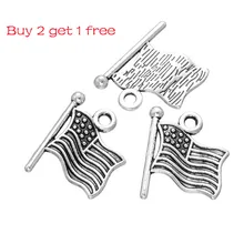 Vintage American Flag Design Charms For Jewelry Making Bracelet Necklace Earrings Keychain Antique Silver Plated Charm Vintage American Flag Design Charms For Jewelry Making Bracelet Necklace Earrings Keychain Antique Silver Plated Charm