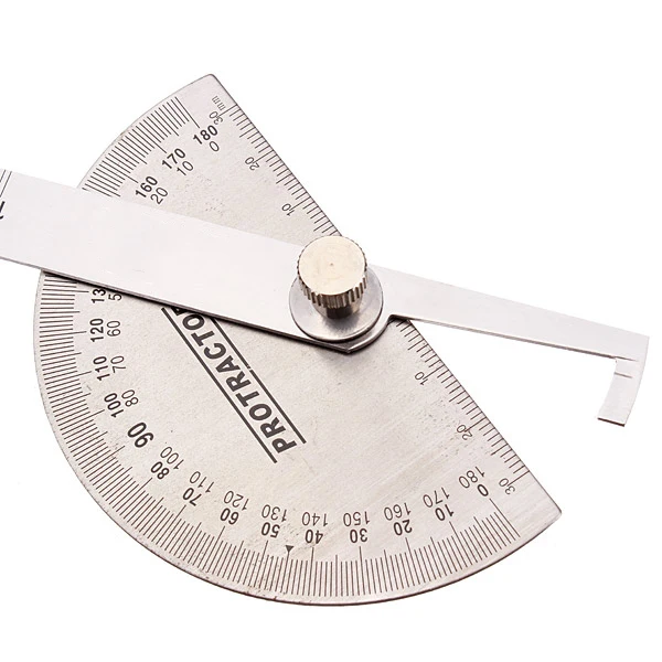 90 x 150mm Protractor Round Head Stainless Steel 0 180 Degree Angle
