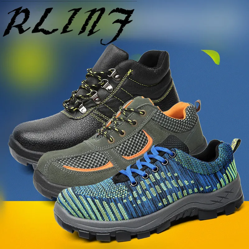 piercing Rlinf Acier D'été Embout Sécurité Noir marron Travail De Protection écrasement Anti En Anti Chaussures Respirant bleu HED92I
