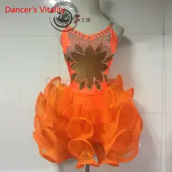 Танцора жизнеспособность новый бренд V вырез горловины жгут Стиль лотоса сбоку Костюмы для латиноамериканских танцев платье для танцев