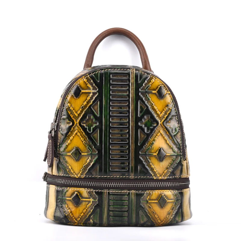 Vintage Embossing Geometric Designer Genuine Real Cow Leather Women's Small Mini Travel Backpack Female Lattice Zipper Backpack Vintage Embossing Geometric Designer Genuine Real Cow Leather Women's Small Mini Travel Backpack Female Lattice Zipper Backpack