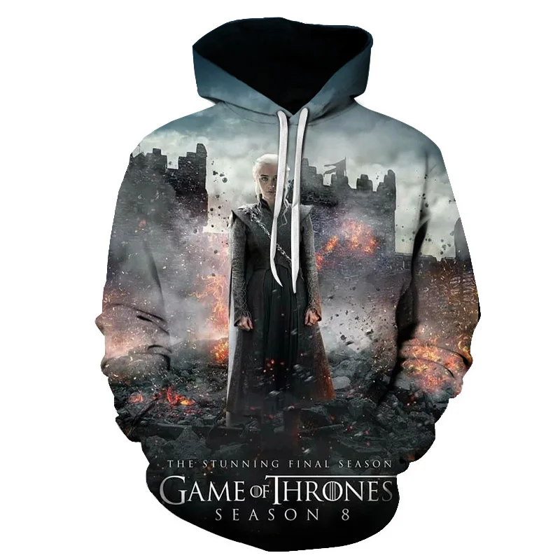 New Movie Game of thrones Hoodie Men Women All characters Cosplay 3d Sweatshirts Hoodies Casual Men Streetwear Pullover 6XL