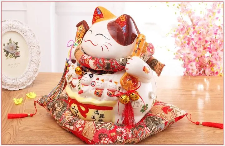 Японский стиль большой негабаритный орнамент Lucky Cat керамическая копилка открытие подарок магазин Декор