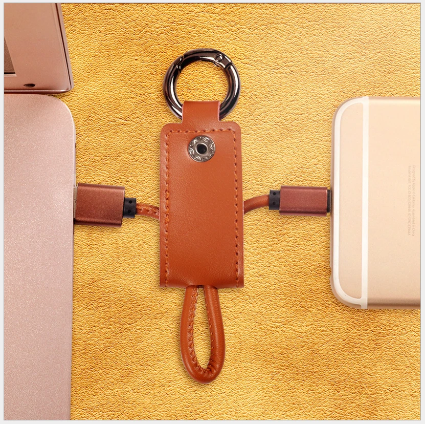 Последнее кольцо для ключей тонкой медной USB Micro-USB зарядки и линия передачи данных кабель для Android устройств