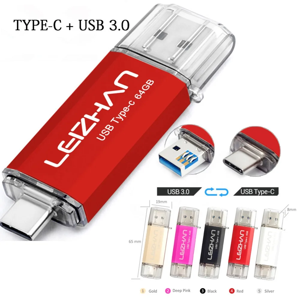 LEIZHAN Тип C USB флэш-накопитель 256 ГБ Tipo C Flash USB 128 ГБ для samsung Galaxy S10 S9 S8 Флешка 3,0 Thumbdrive 64 ГБ 32 ГБ 16 ГБ