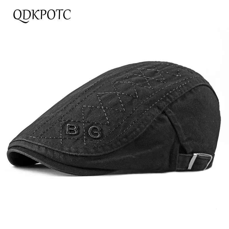 QDKPOTC хлопковые береты с вышивкой, новая модная шапка для отдыха для мужчин и женщин, однотонная бейсболка регулируемые кепки, кепки с козырьками