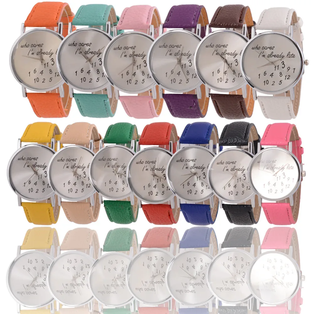 Hot Fashion Watches Women Faux Leather Watch Whatever I am Late Anyway Letter Quartz Watch New Arrival Simple Women Watches