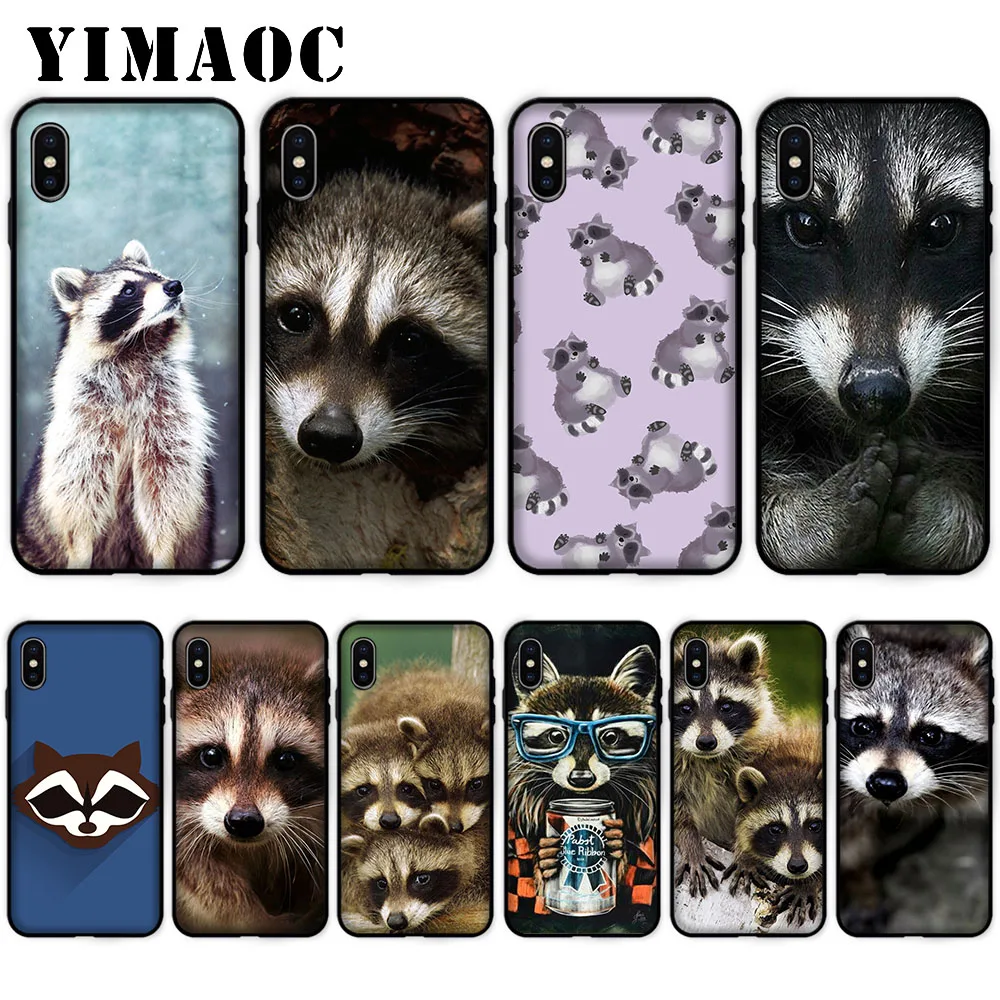 

YIMAOC Animal Raccoon Art Coque Soft Case for iPhone XS Max XR X 7 8 6 6S Plus 5 5S SE