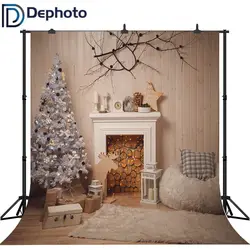 Dephoto Рождественская елка камин фотографии фоны Виниловые бесшовные Новогодние украшения дома реквизит для фотостудии