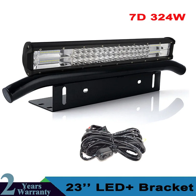 

23'' Inch 324W Led Light Bar +Front License Plate Bracket for Truck SUV 4x4 4WD Car Offroad Driving Lamps 12v 24v