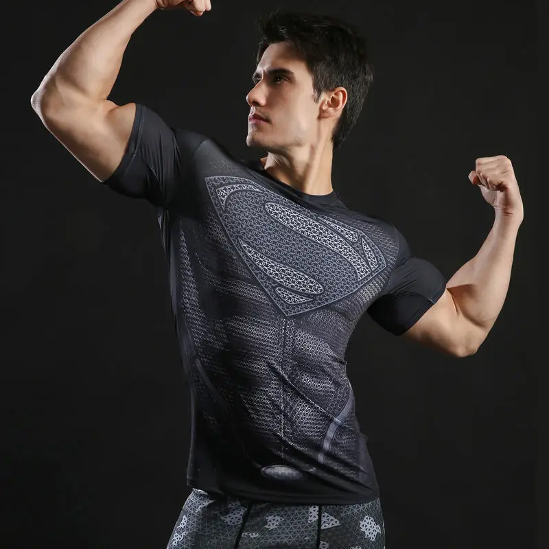 Футболка pour hommes Compression Haut gym super heros Мстители Marvel Muscle|Футболки| |