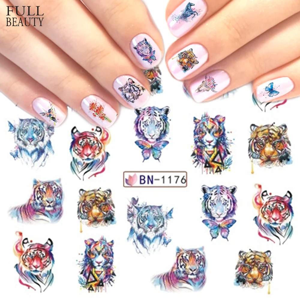

1PC Nail Sticker Watermark Ink Design Water Transfer Slider Animal Flower Manicure Decoration Nail Art Tips Decals CHBN1166-1176