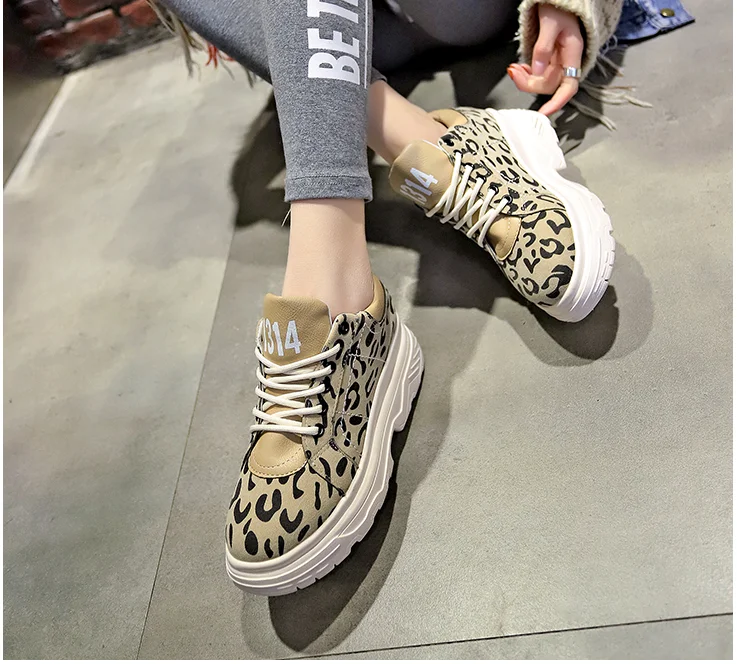 

Women Shoe Leopard Print Female Casual Shoes Flat Heel Lace Up 2019 New Fashion Footwear Tiger Zapatillas Deportivas Mujer 35-39