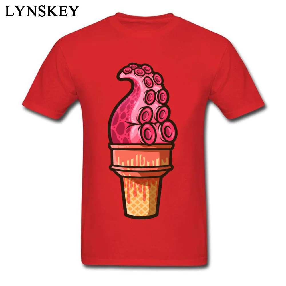 Fashionable Printed On T Shirts Cotton Tentacle Treat (pink ink) O Neck Student Tops T Shirt Birthday Summer/Autumn Tee Shirt Tentacle Treat (pink ink) red