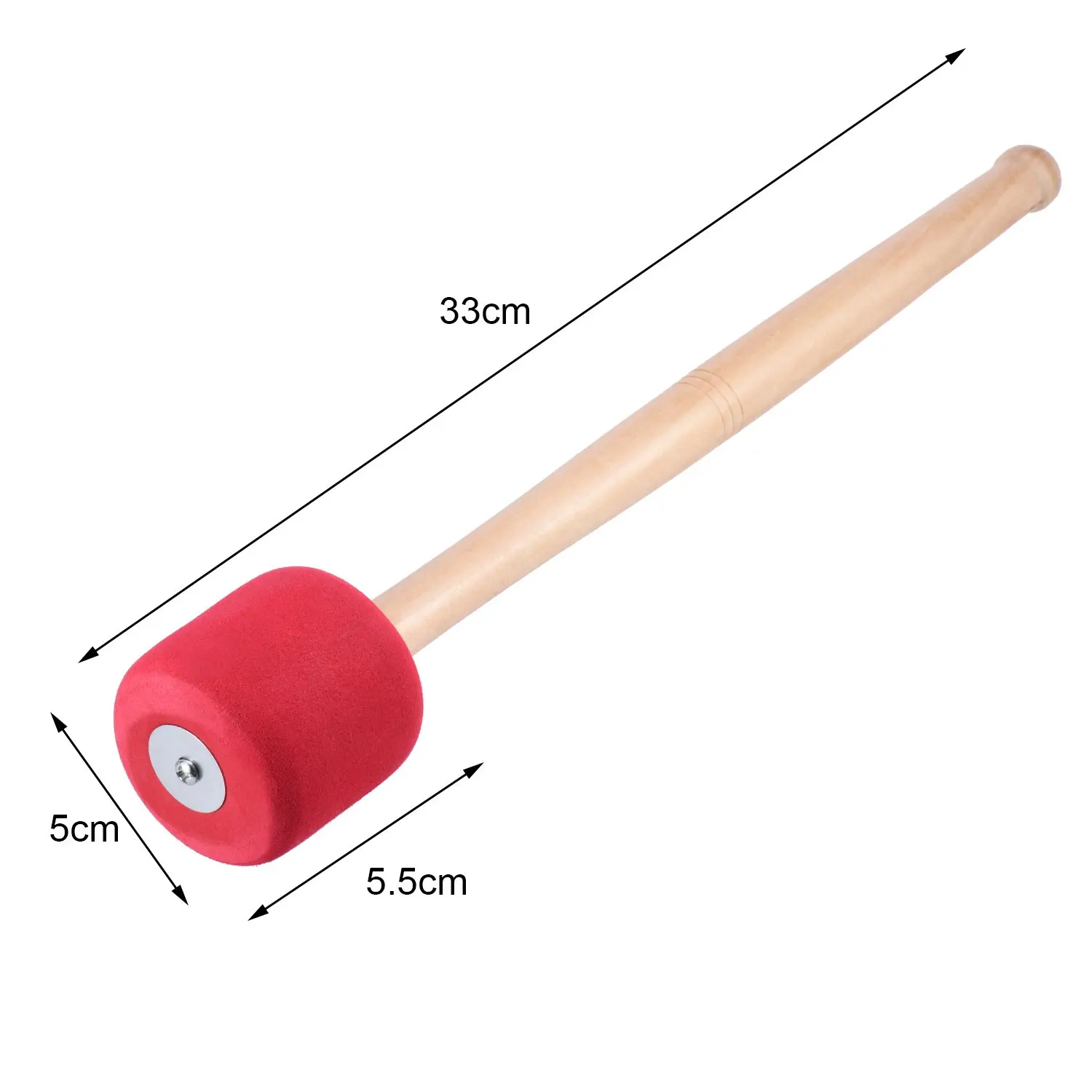 Басовый барабан молоток палочки красная пена молоток с деревянной ручкой для ударных бас барабан 13 дюймов