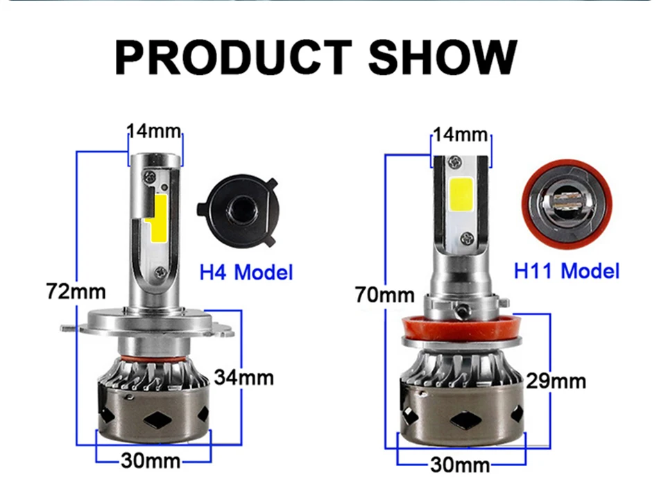 HLXG 2 шт. H7 светодиодный лампы Canbus H11 H1 H4 Автомобильные фары 80 Вт 12000LM 6000K 9005 9006 H8 H9 Автомобильные фары без ошибок для Volkswagen