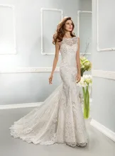 Free Shipping Classic Mermaid Fitted Bodice V Back Sweep Train Tunisian Wedding Dress With Appliques WX11640